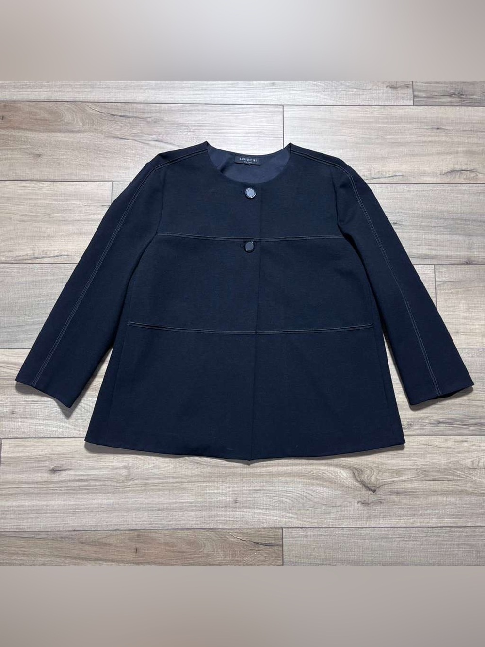 Lafayette 148 New York Womens Two-Button Boxy Blazer Black See Measurements